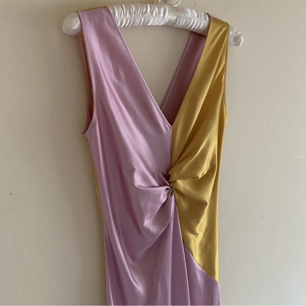NWT Pinko Minestra Two Tone Pink and Gold Asymmetrical Dress size 6 - Picture 8 of 12